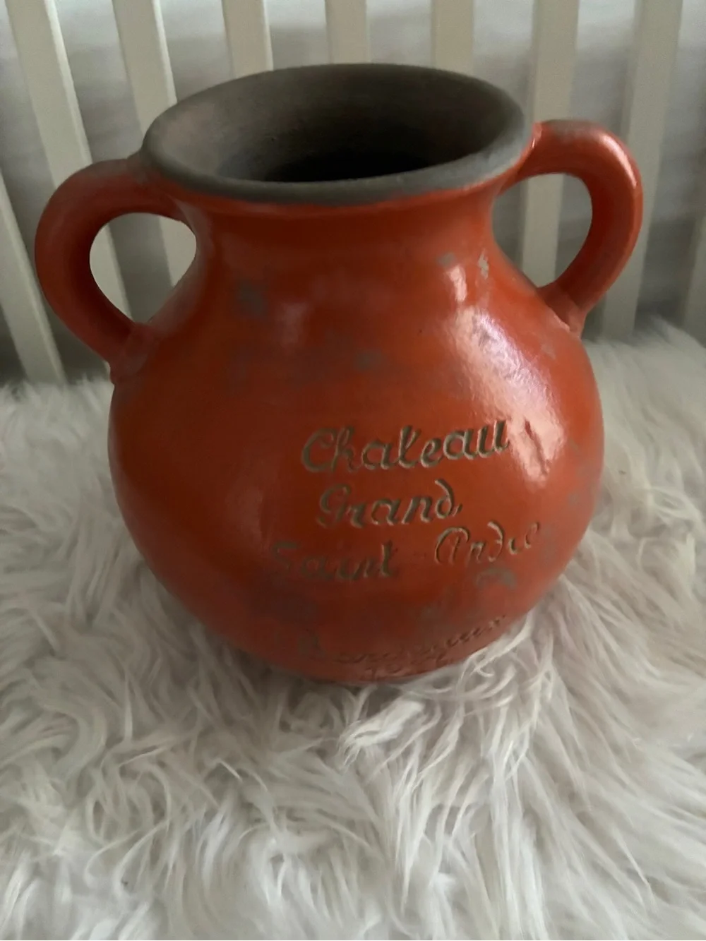 Vintage 1971 Chateau Grand Saint-André Bordeaux wine jug or‎ vase 2 handles